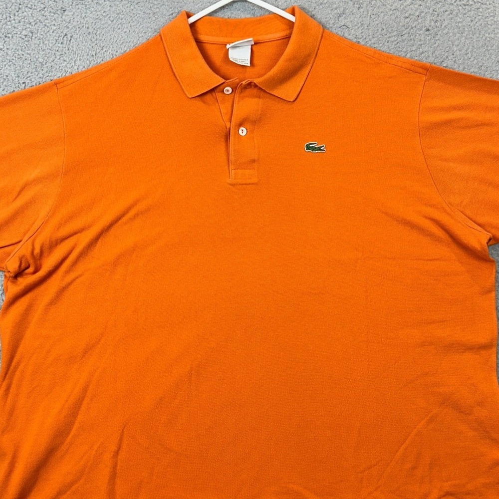 Lacoste Polo Shirt Mens 9 4XL Orange Cotton Pique Casual Rugby Short Sleeve EUC